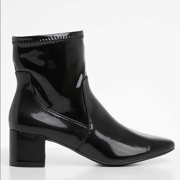 Aldo Black Patent Shiny Ankle Block Heel Booties - Picture 3 of 8